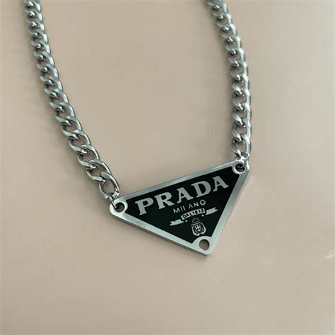 prada necklace triangle pendant|prada necklace triangle price.